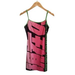 Current Mood Dolls Kill Neon Graphic Kanji Manga Kawaii Bodycon Dress Size Med